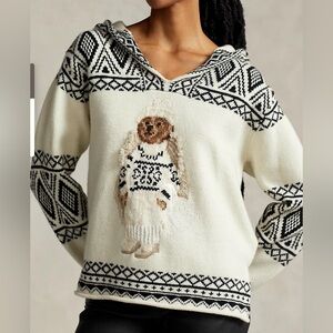 Polo Ralph Lauren Women’s Polo Bear Hooded Sweater Cream Size XXS NWT $798‎